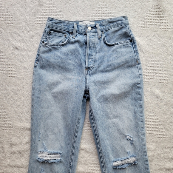 Denim Forum The Joni High Rise Loose 29L Super High-Waisted Distressed Jeans - Picture 4 of 10
